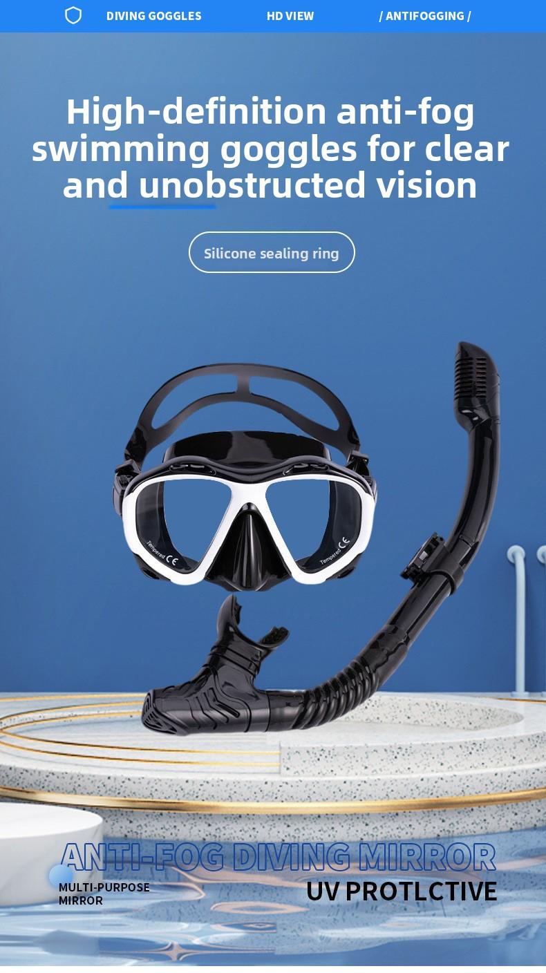 Snorkeling Equipment Diving Mask Snorkel Set Fully Dry Snorkel Tempered Glass Liquid Silicone Adult Suit White Black Red Tip