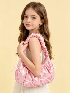 Underarm Bag, Sweet Ballet Style, Multiple Bow Decorations, Handbag for Girls, Accessory, Cute Loli Design