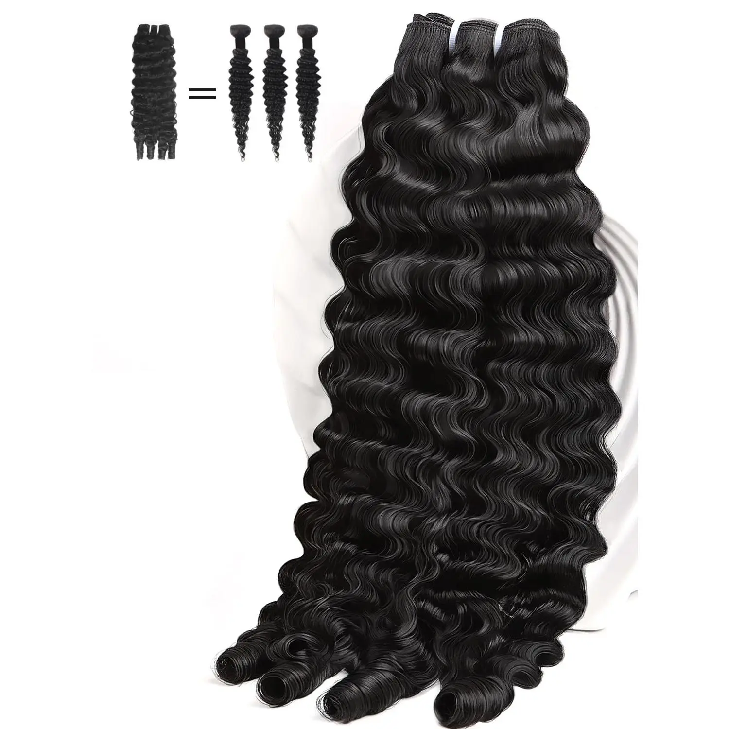 Burmese Curly  Human Hair 22 Inch,  Unprocessed Cambodian  Hair Sew in Single Bundle, 3C4A Water Wave with Spiral Curls, Triple The Lifespan of Regular Hair