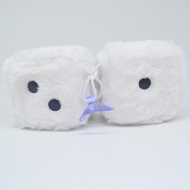 6cm long hair hot stamping dice plush toy cube pendant, rearview mirror pendant sieve