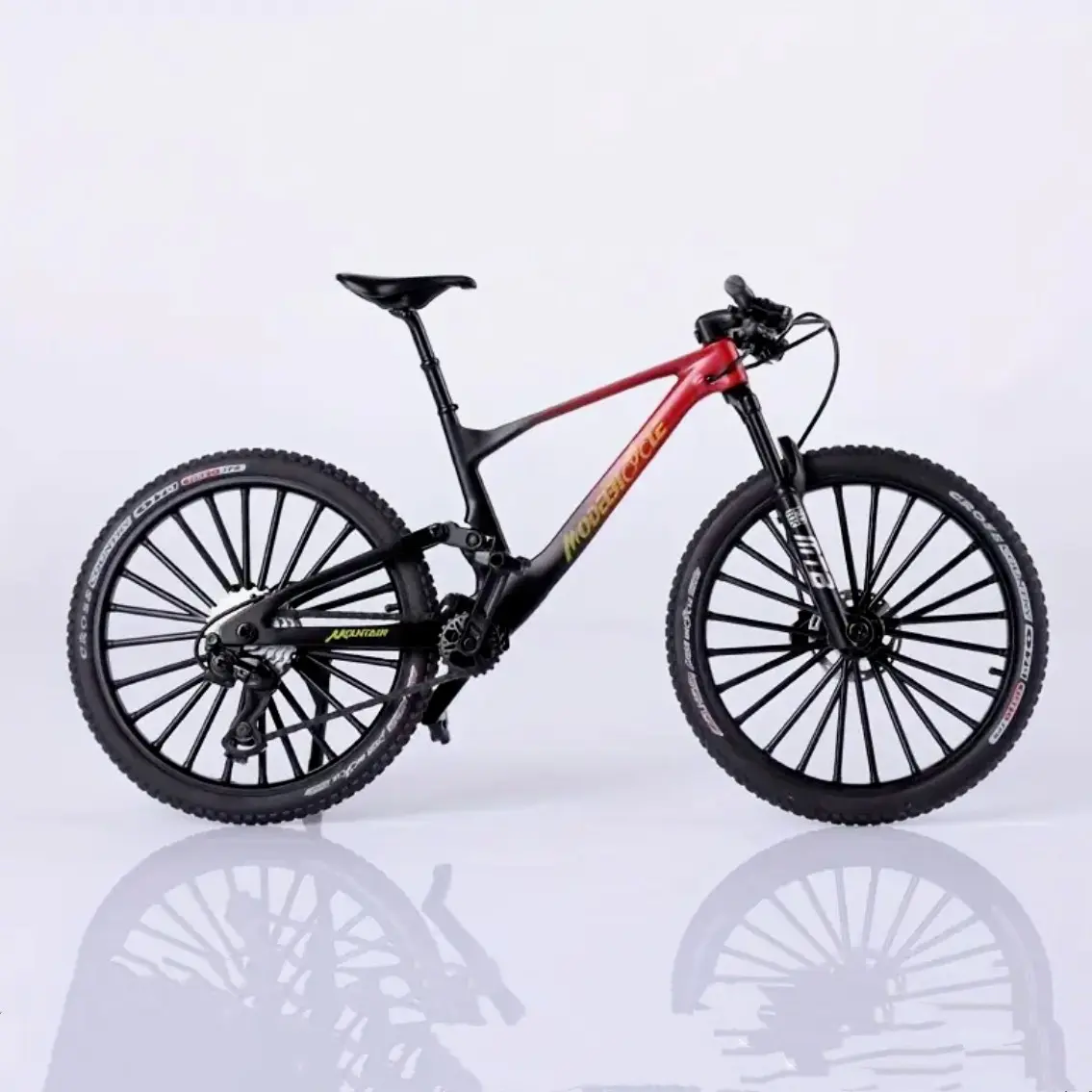 Alloy Cast Mini Mountain Bike Model, Realistic Chain Drive & Handlebar Steering, Adjustable Kickstand, Desktop Decor, Boy's Collectible Gift, Multiple Colors