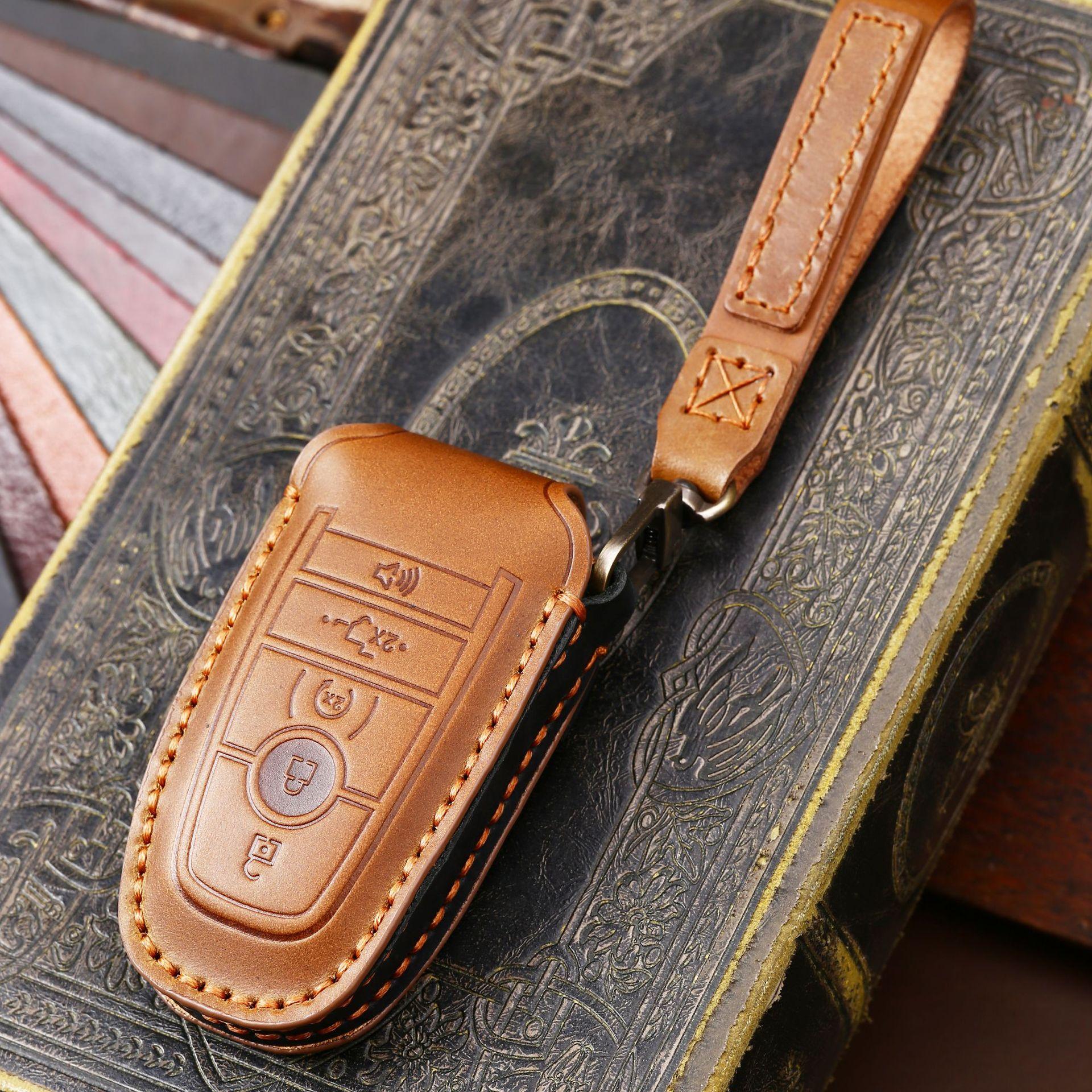Genuine leather handmade key case suitable for Ford key case Ford F-150 Raptor pickup truck car key case