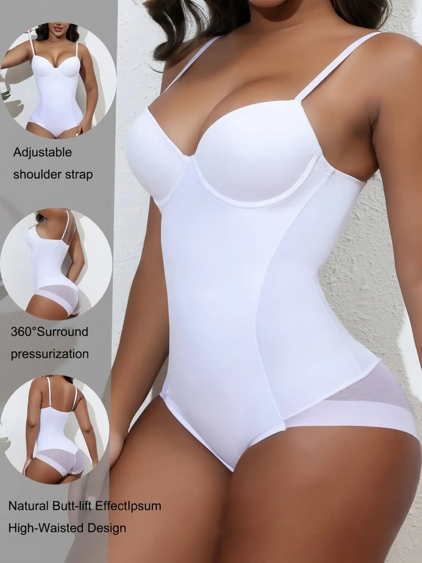 Women's Solid Contrast Lace Ruched Sheer Shapewear Bodysuit, Sleeveless Adjustable Spaghetti Strap, Daily Wear & Gift Idea