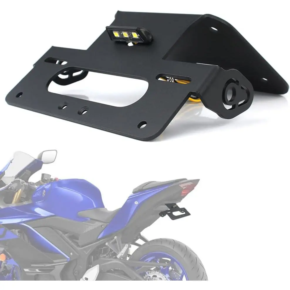Vehicle-Specific Motorcycle Fender Eliminator Kit with LED License Plate Lights - 3.0mm Easy-Install Stainless Steel, Aluminum Alloy & Coated Metal Tail Tidy for YZF-R25 2014-2024, YZF R3/MT-25/MT-03 2015-2026, Led Lights