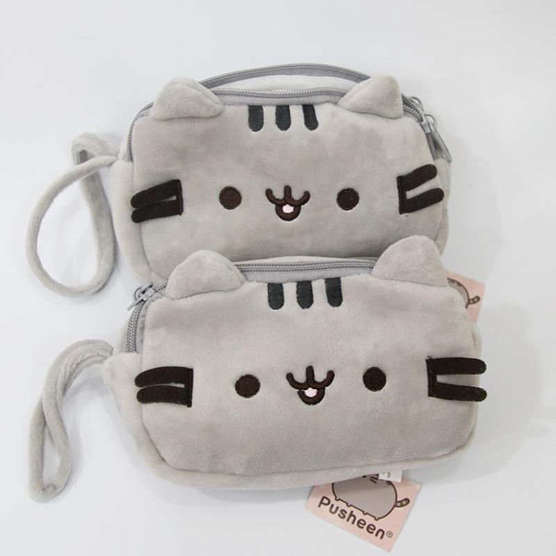 Cute Cartoon Cat Design Pencil Case, 1 Count Soft Plush Pencil Bag, Desk Organizer for Office & School, Stationery Storage Bag