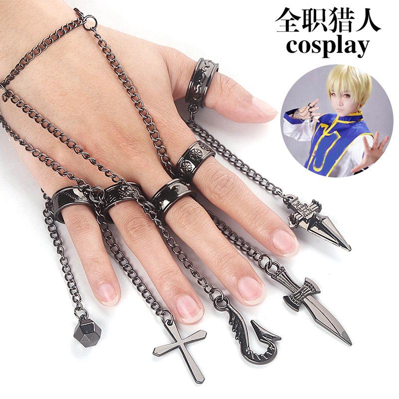 Anime Hunter x Hunter Bracelet Jack Kurapika Five Finger Chain Ring Cosplay Second Dimension Unisex Accessories Jewelry Gift