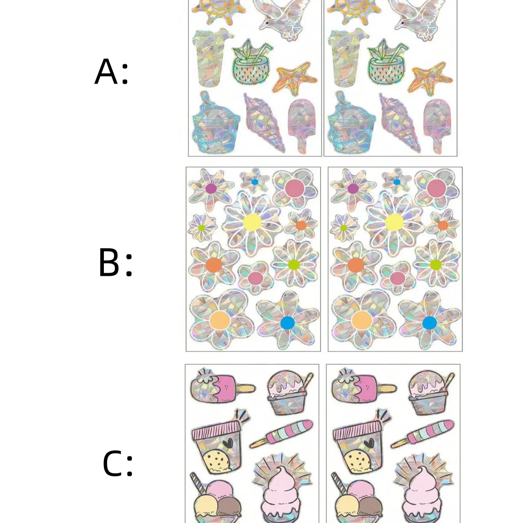 Rainbow Flower Glass Window Stickers, Bird Collision Warning, No Glue, Prism Design, School Classroom Decor, Dorm Room Decoration