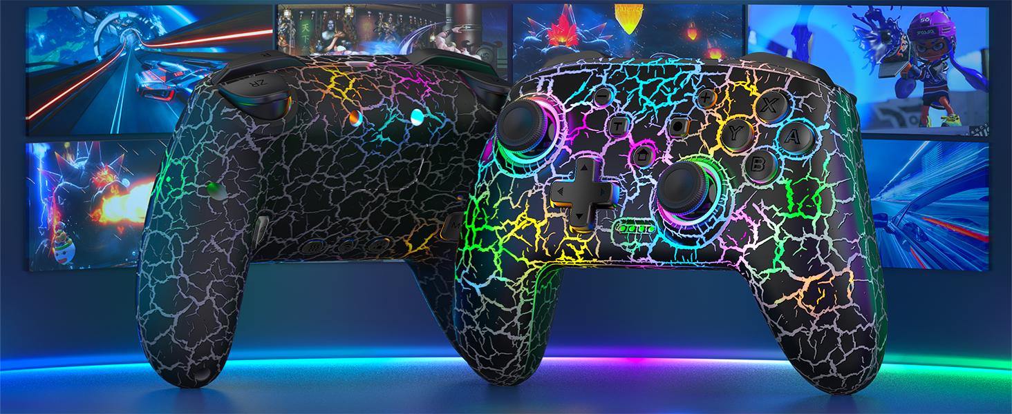 BEBONCOOL Wireless Switch Pro Controller - Switch Controllers Compatible With Nintendo Switch/Lite/OLED,Multi-Platform PC/IOS/Android, Switch Pro Controller With 9 Adjustable Light Colors,Programmable,TURBO