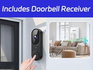 1080P Wireless Video Doorbell Camera, Night Vision, Cloud Storage (Sold Separately), 2.4GHz Wi-Fi Only, AI Human Detection, Real-Time Alert, 2-Way Audio, Battery