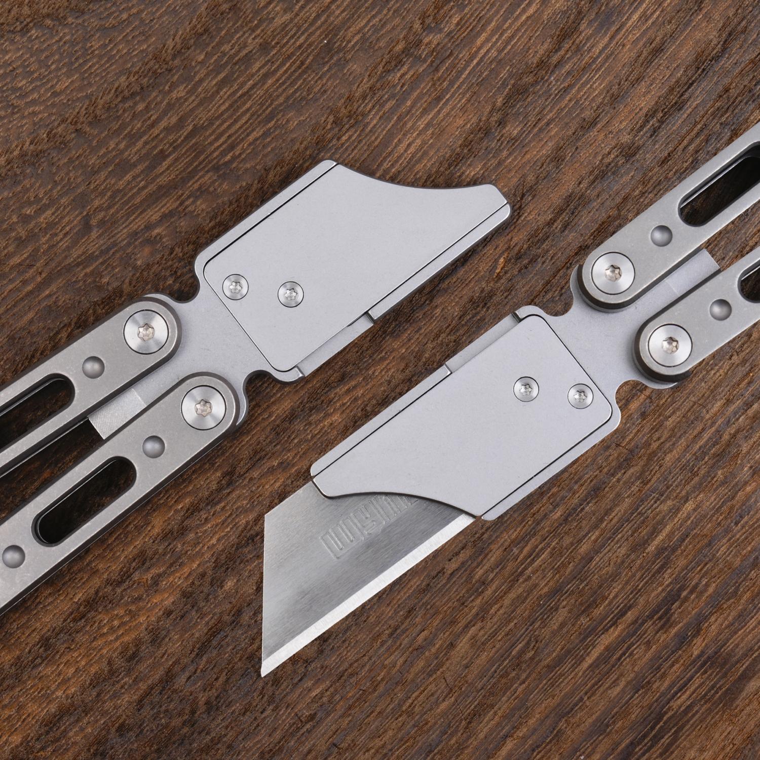 Multifunctional Folding Knife Set with Quick-Change Blade System, Includes Clip & Titanium Alloy Handle, Extra Sk5 Blades Included, Folding Multitool