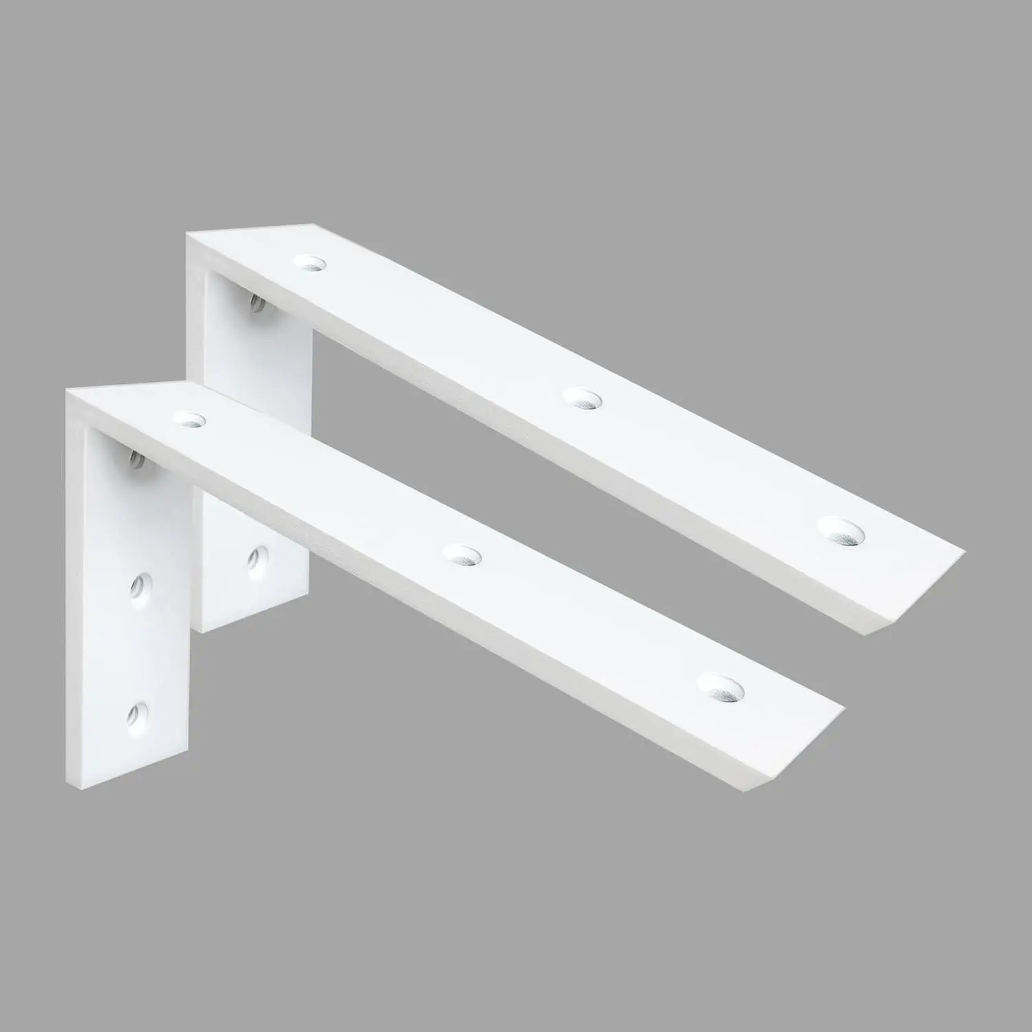 L-Shaped Countertop Support Bracket 2-Pack, 12in Heavy-Duty 3/8in Thick White 6inx2.5in Shelf Bracket for Granite, Quartz, Wood, Concrete, Laminate - Easy Installation for Shelves, Mantels, Corbels