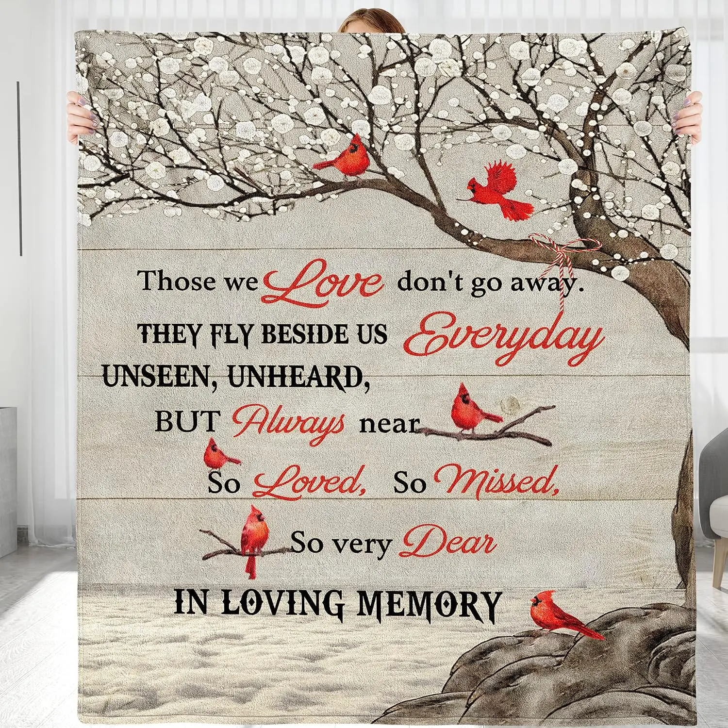 Personalized Memorial Blanket , in Loving Memory, Blanket Memorial  for Family Members, Grandparents, Mom, Dad, Brothers, Sisters (Memory-02, 60"X50")
