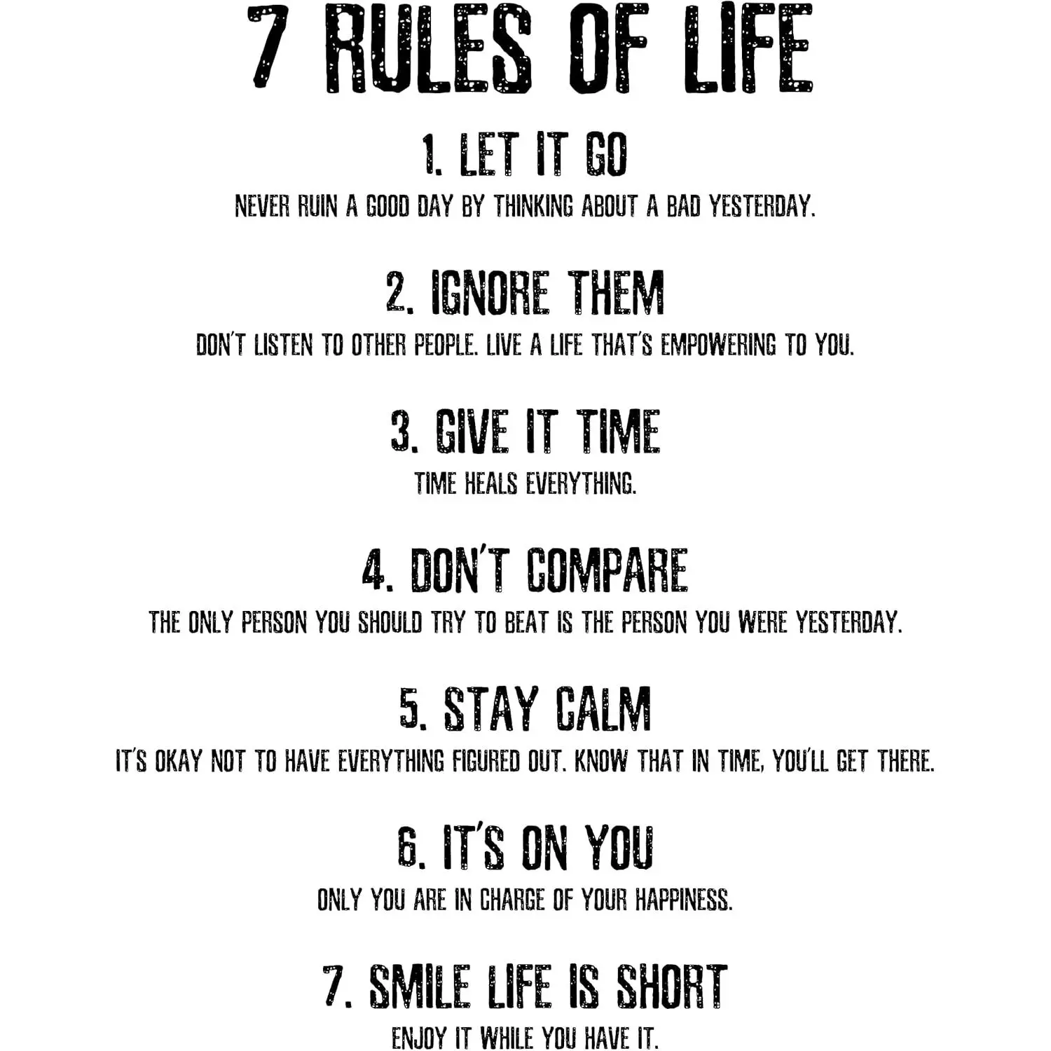 Inspirational Quotes Large Removable Motivational Vinyl Wall Stickers 7 Rules of Life Positive  Sayings  Decor for Office Living Room Classroom Bathroom