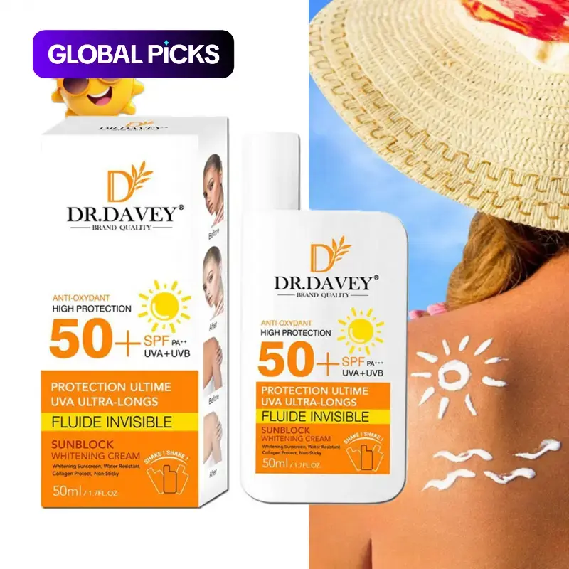 50ml DR.DAVEY 50+Sunacreen Cream Clear and water-based sunscreen, refreshing and non greasy, UV resistant sunscreen #GLOBAL PICKS