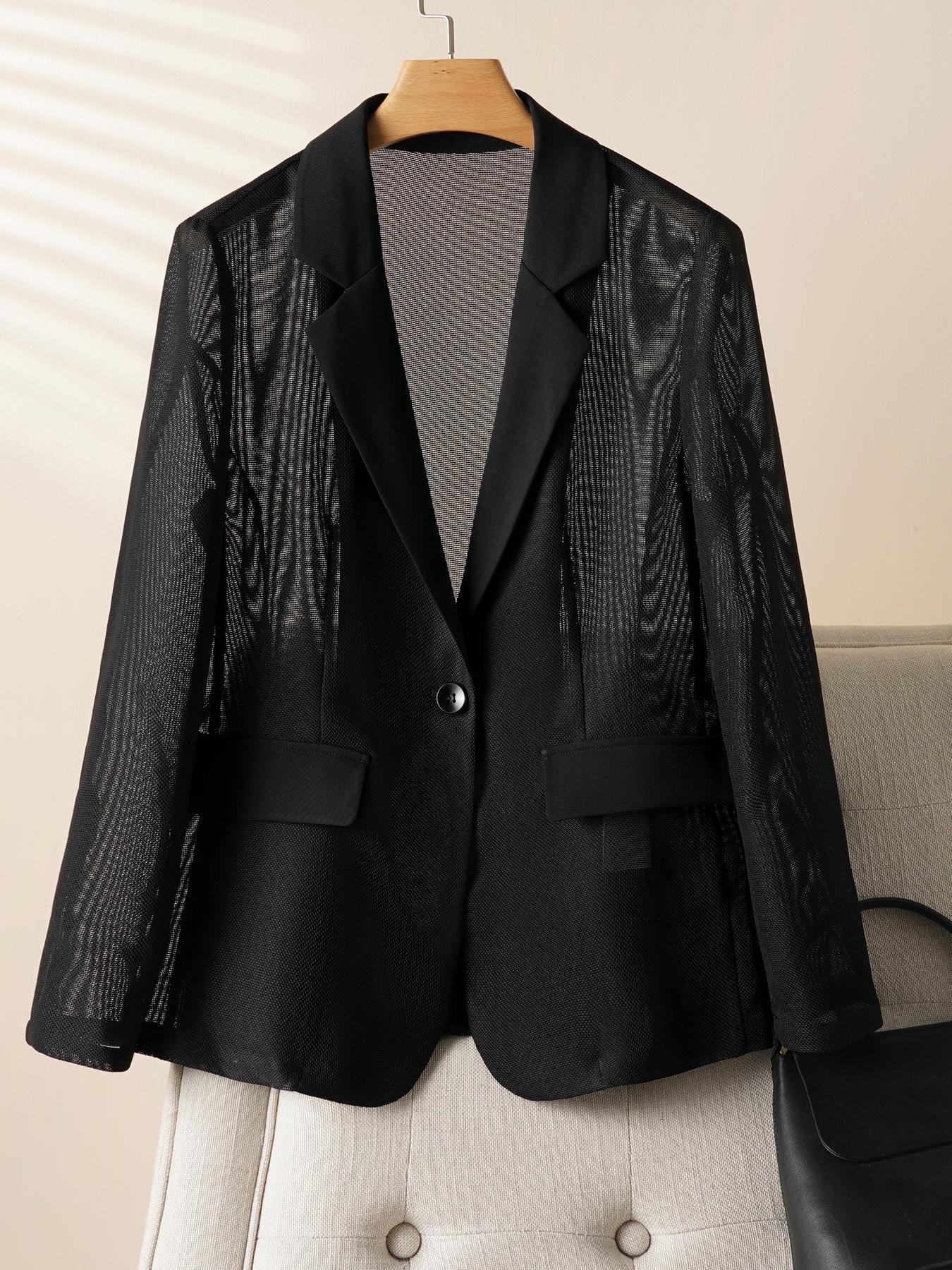 Women's Solid Color Blazer Suits, Elegant Fashion Casual Outerwear for Daily Outdoor Wear, Ladies Clothes for Summer