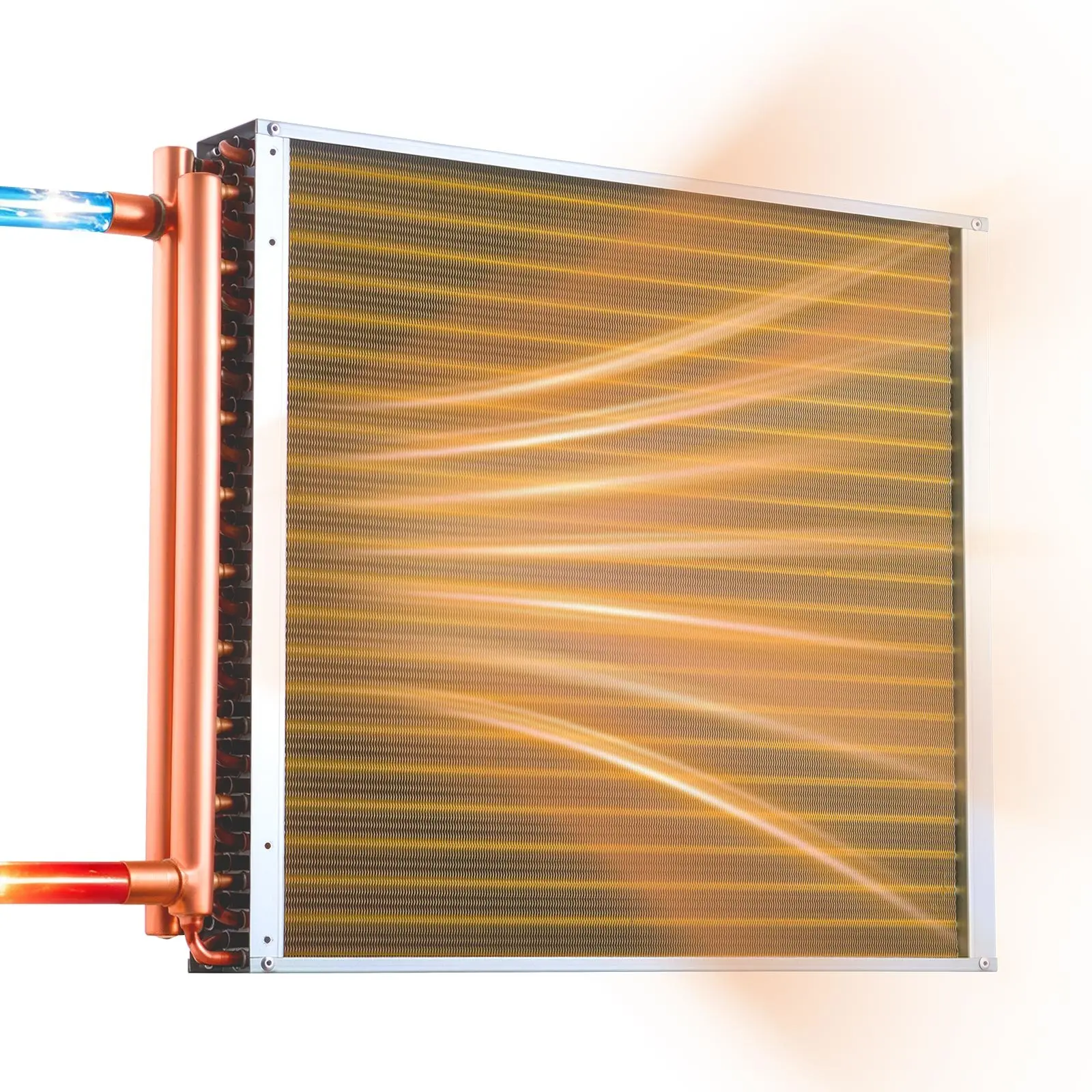 VEVOR Water to Air Heat Exchanger, 22x 22 in Finned Tube HVAC Heat Exchanger Coil with Copper Tubes Aluminum Fins, 190K BTU Output for Outdoor Wood Furnace, Hydronic Heating Cooling Systems