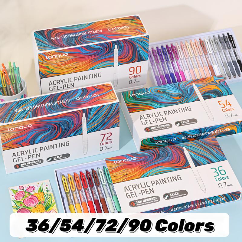 36/54/72/90 Colors Acrylic Painting Gel Pen,Retractable 0.7mm Tip,Rich Color Large Capacity Ink Pens,Art Supplie,For Diary,Card,DIY,Coloring, Doodling, Stackable colors, Clip Acrylic Gel Pen, Crafts Art Supplies, Acrylic Markers