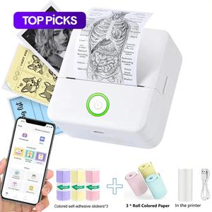 portable wifi mini printer, 1 set usb powered wireless label printer with paper & stickers, small pocket printer for notes & children diy crafts, compatible with ios & android, study supplies, funny gift, portable thermal printer