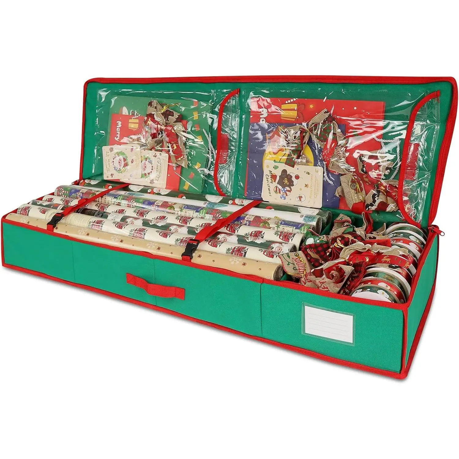 Christmas Wrapping Paper Organizer Storage Bag Containers Interior Pockets 41" Fits Up to 27 Rolls 3/8” Diam, Green