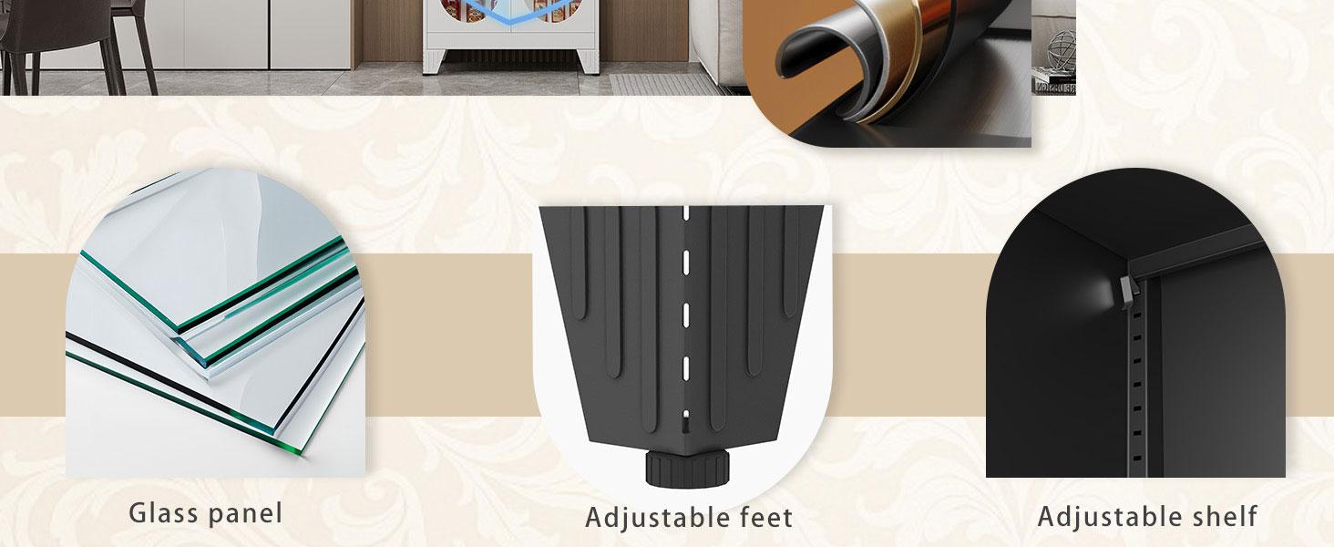 61"  71"  75" Tall Display Cabinet with Glass Door, 5 Tier Metal Curio Cabinet with 4 Adjustable Shelves, Locking Glass Display Case for Collectibles, Showcase Storage Cabinets for Showroom Clinic, White