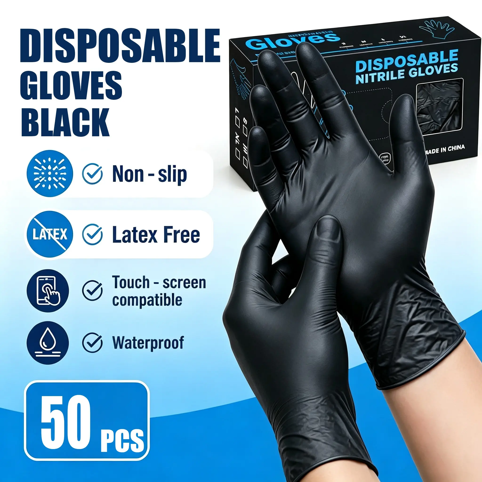 50 Pcs Nitrile Gloves, Soft Touch, Powder-Free, Latex-Free, Household Cleaning Gloves, Ideal for Painting, Pet Play, Kitchen Gloves for Washing Dishes, Dishwashing, Home Cleaning, Gift-Ready, Multiple Sizes