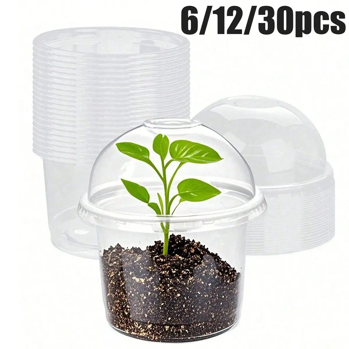 Seedling Trays with Adjustable Humidity Lid, Available in 6/12/30 Count, Ideal for Plant Propagation, Durable Seed Starting Containers, Planting Containers