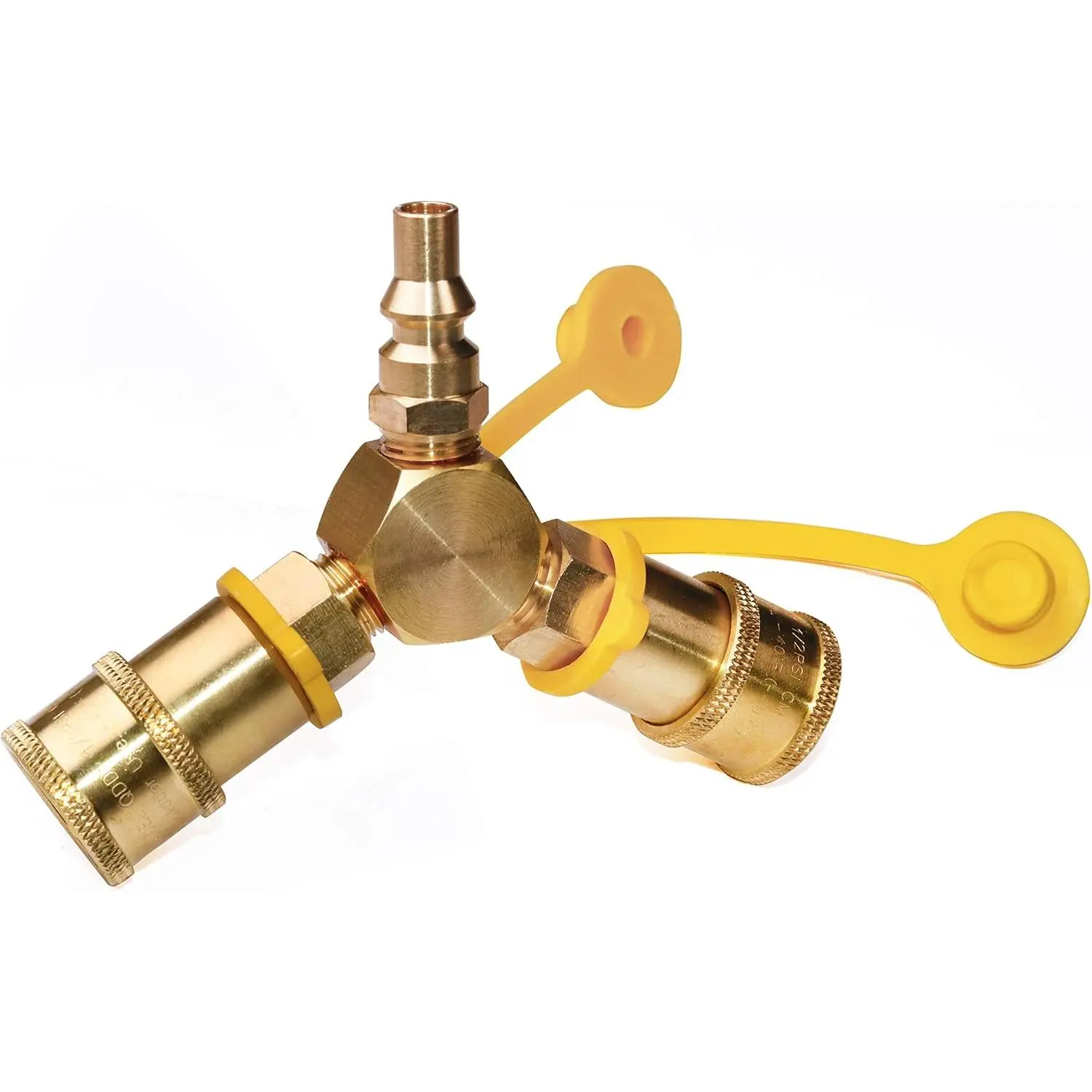 1/4'' RV Propane Quick Connect Y Splitter Adapter for RV Trailer and Quick Connect Propane Hose Connect to Motorhome Tabletop Grill, 2 Way LP Gas Adapter 1/4" Quick Connect or Disconnect Kit
