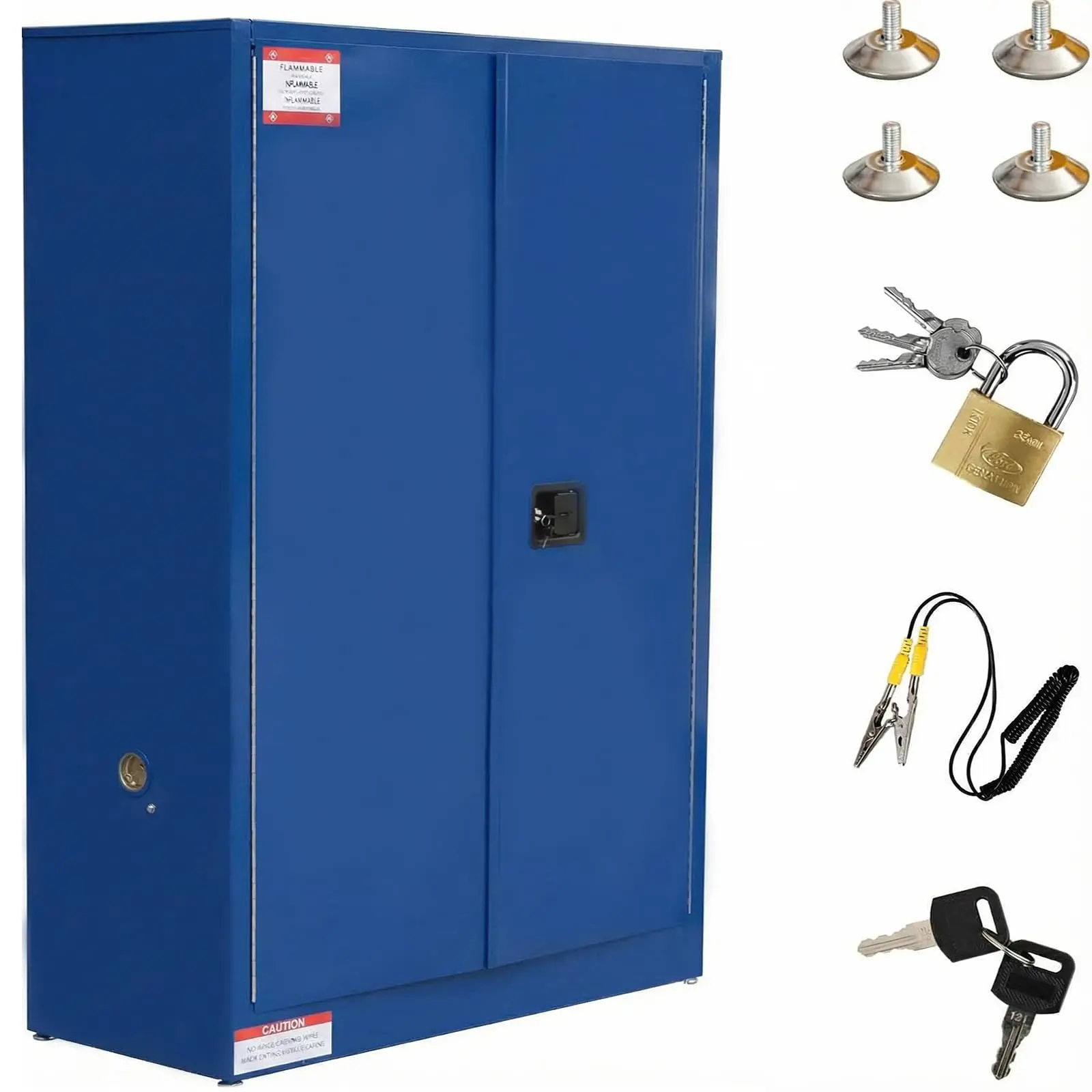 45 Gallon Manual Close Flammable Storage Cabinet, Double-Wall Galvanized Steel – Fireproof Chemical Storage – Adjustable Shelves – Manual-Close Locking Doors – Industrial, Lab, Warehouse