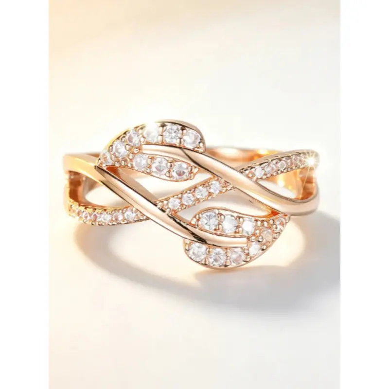 Marquise Cut Synthetic Diamond Engagement Ring - Copper Base, Hollow Leaf Curve Design, Bling Aesthetic, Meaningful Gift for Daily Wear, Costume Jewelry Accessory, Engagement Rings, Marquise Diamond Rings
