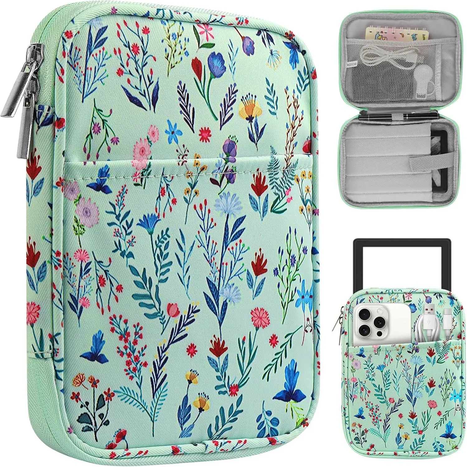 Sleeve Bag for 6-6.8-7 inch E-Book Reader Compatible with 6.8" Kindle Paperwhite 2025-2012/6" - Kindle/Kobo/Pocketbook,6-7" EReader with Anti-Drop Protective Cover,fflower1