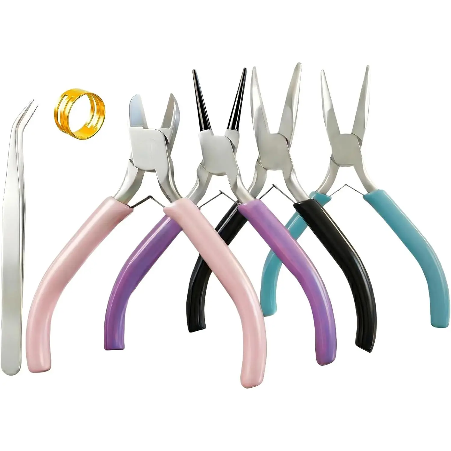 4 count Mini  Pliers Tools Set for  Making & Repair Supplies - Flat/Bent/Round/-Nose, Small Craft Wire Cutters Pliers Kit for Crafting, Wire Wrapping, Ring, Earring, Beading, Bending, Flat Nose, Making, Wire Wrapping, Bending, Repair