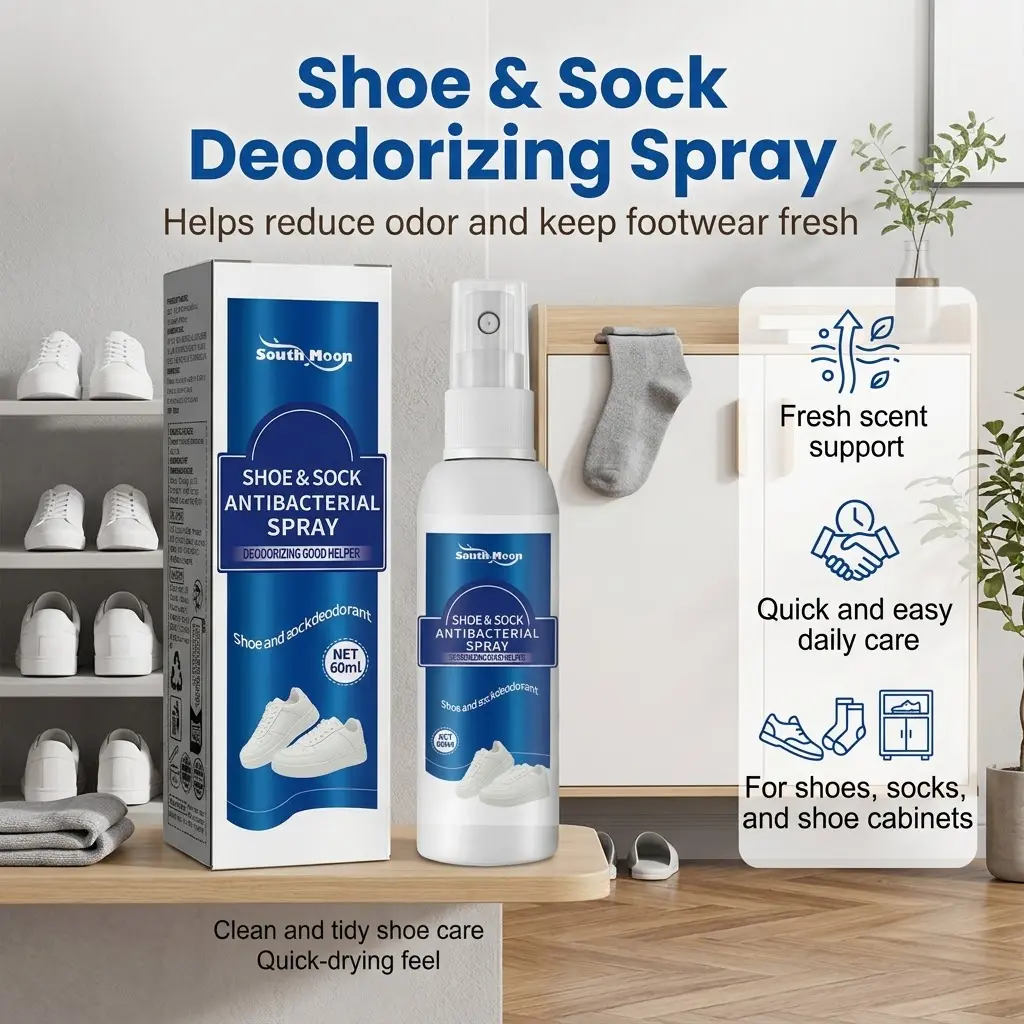 Shoe Deodorizing Spray, Household Odor Control Freshener for Sneakers, Boots, Shoe Cabinets, Dry-Feel Care, Fresh Scent, Daily Use Footwear Care