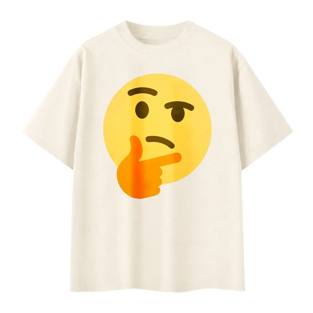 Casual Funny Emoji Thinking Face Graphic Men's T-Shirt Summer Streetwear Cool Gift For Boyfriend Husband Son Brother Friend,100% Cotton Unisex Oversized  Tshirt (S-3XL)