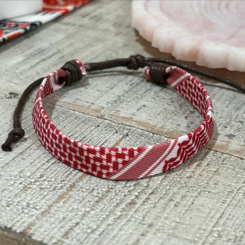 Palestine Kuffayah Braid Bracelet, Adjustable Braided