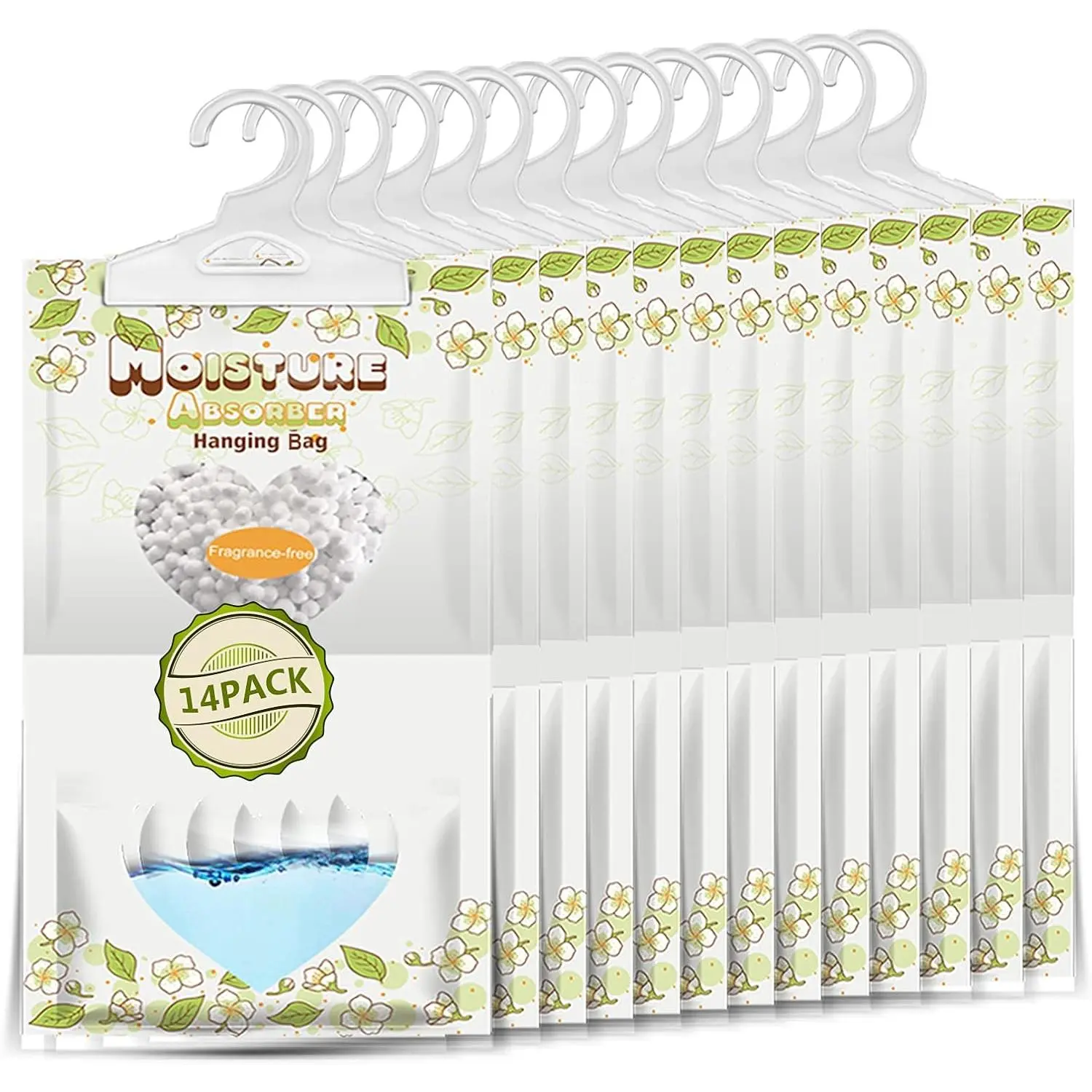 14 Pack  Absorber  Bags,220g/Pack Fagrance Free  Bag, Closet Dehumidifier Bags for Basement Closet Storeroom