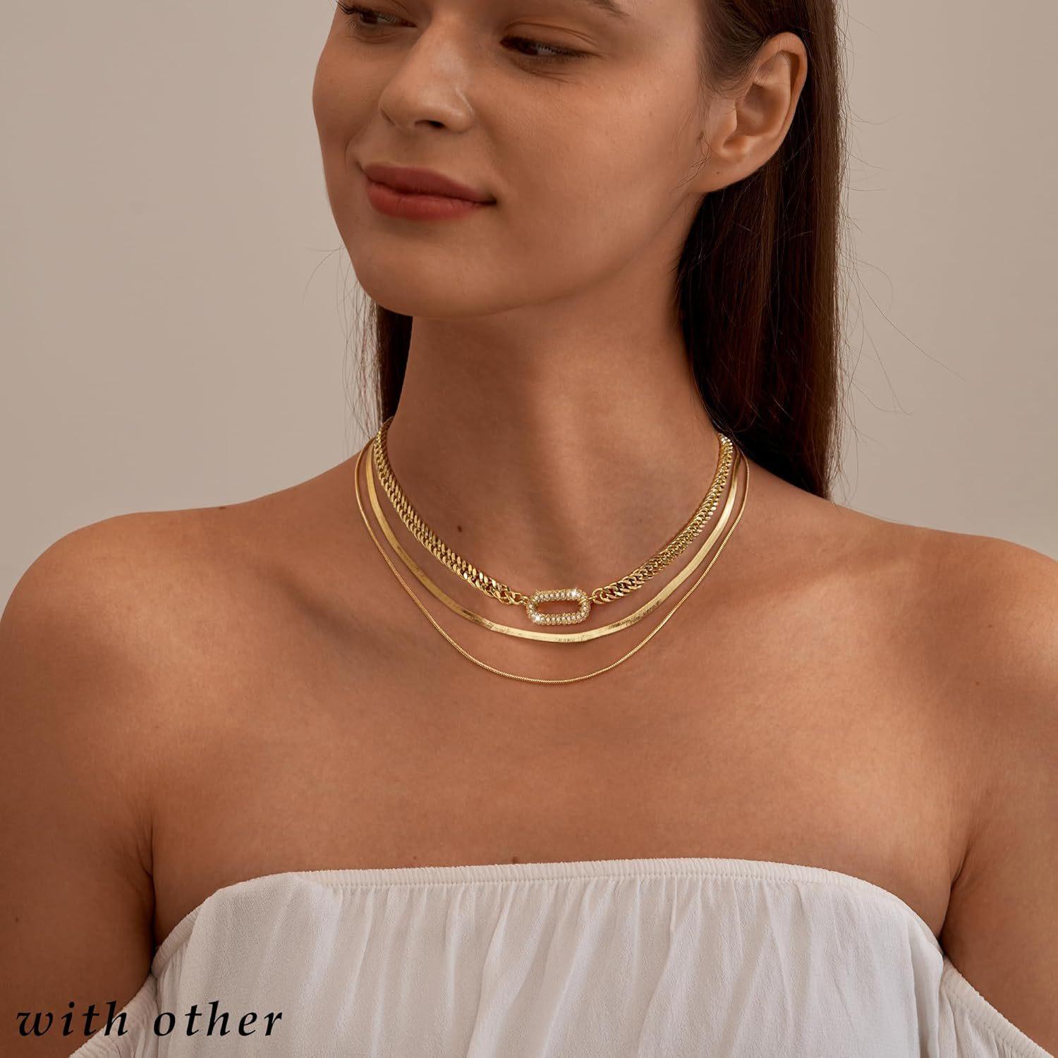 Cuban Link Chain Necklace with Zircon Clasp for Men Women Trendy 16 Inch Zirconia Cross Pendant Jewelry Gift For Valentine's Day gifts