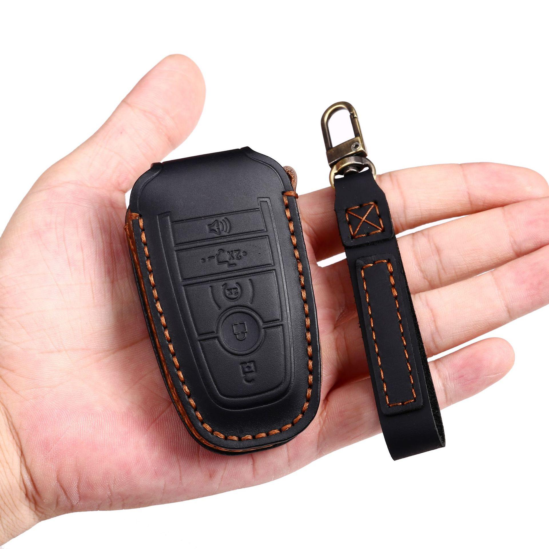 Genuine leather handmade key case suitable for Ford key case Ford F-150 Raptor pickup truck car key case
