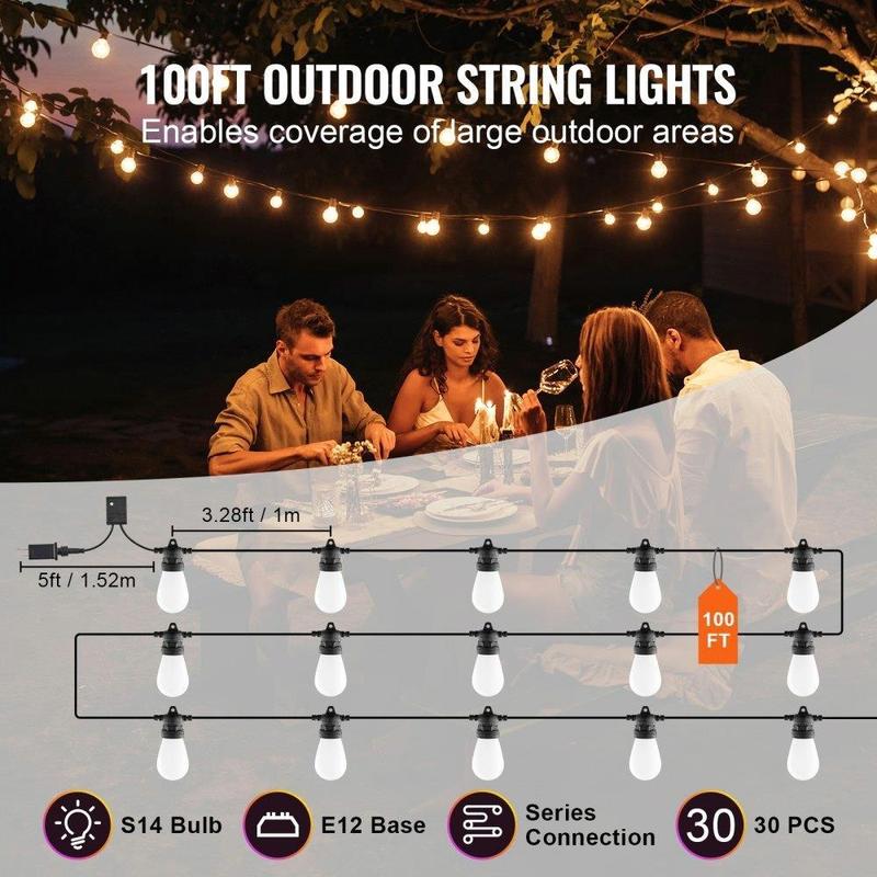 RGB Outdoor String Lights Waterproof APP Controlled Patio Lighting outdoor patio light