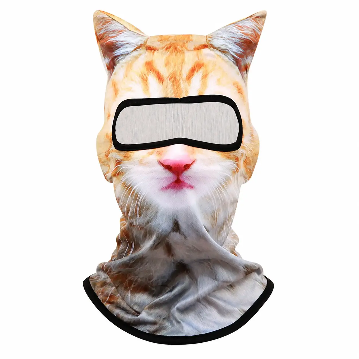 3D Cat-Ear Thermal Face Mask for All-Season Outdoor Activities — UV-Protective, Breathable Fabric with Digital Print Design, Ideal for Skiing, Cycling, Festivals, Hiking, and Seasonal Wear