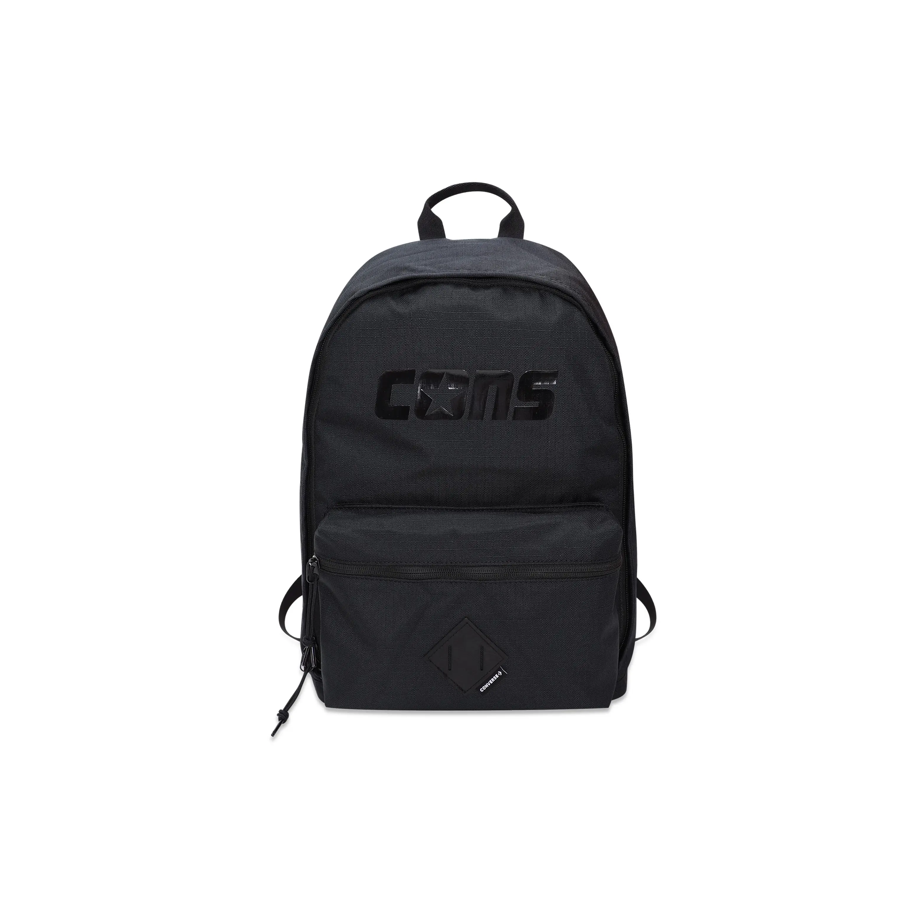 Converse Solid-Color Large-Capacity Logo-Print Polyester Backpack for Men and Women, Casual Style in Black