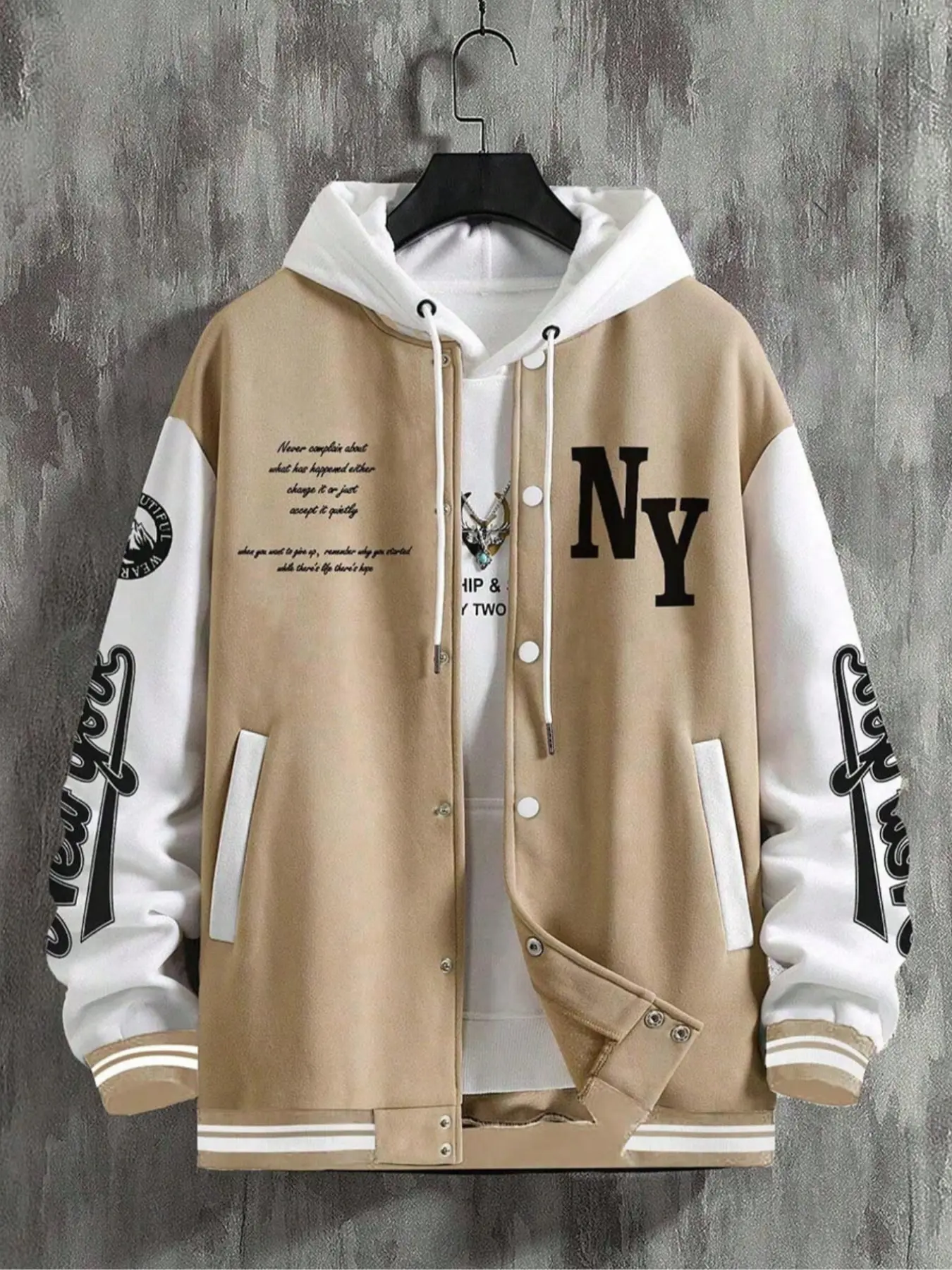 Men's Airport Style 2026 College Jacket, Long Sleeve Y2K Streetwear Baseball Jacket, Graphic Pattern, Fitted, Fall & Winter Casual Wear