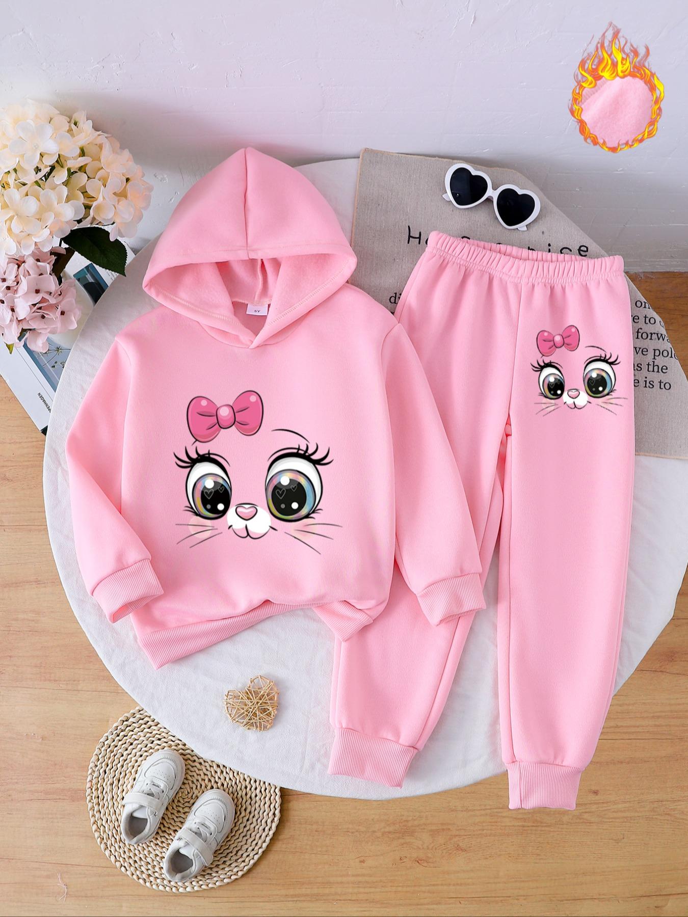 Girls' Long Sleeve One-Piece Jumpsuit, Casual Fitted Design, Thick Fabric for Fall & Winter, Comfortable Kids Clothing, Girlclothes, Hoodies
