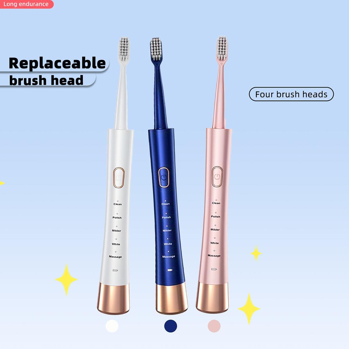 Electric Toothbrush Set, 1 Set Rechargeable Sonic Teeth Cleaning Toothbrushes Including 7 Replacement Brush Heads, Oral Care Products for Adults, Rechargeable Electronic Toothbrushes