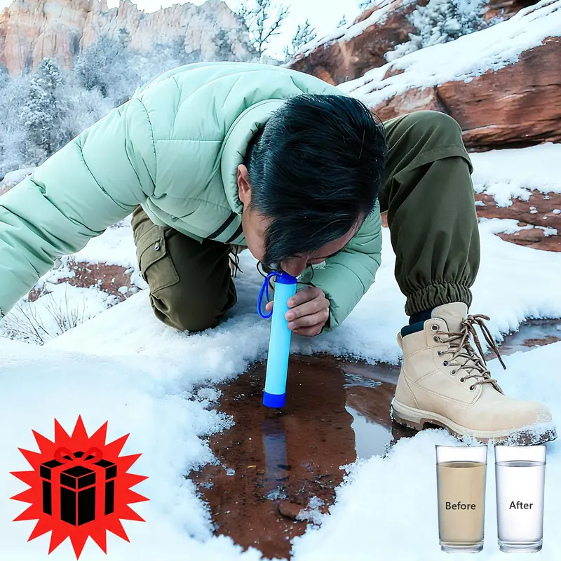 Outdoor Water Filter, Straw Water Filter, Portable Water Filter, Emergency Survival Water Purifier for Prepper Emergency Equipment Camping Supplies Hiking Camping