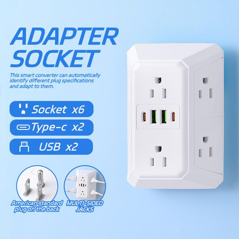 Multiple USB Sockets,USB + Type-c Charging Port,Phone Charger For Home Use,Practical,Wireless Conversion Charging Plug