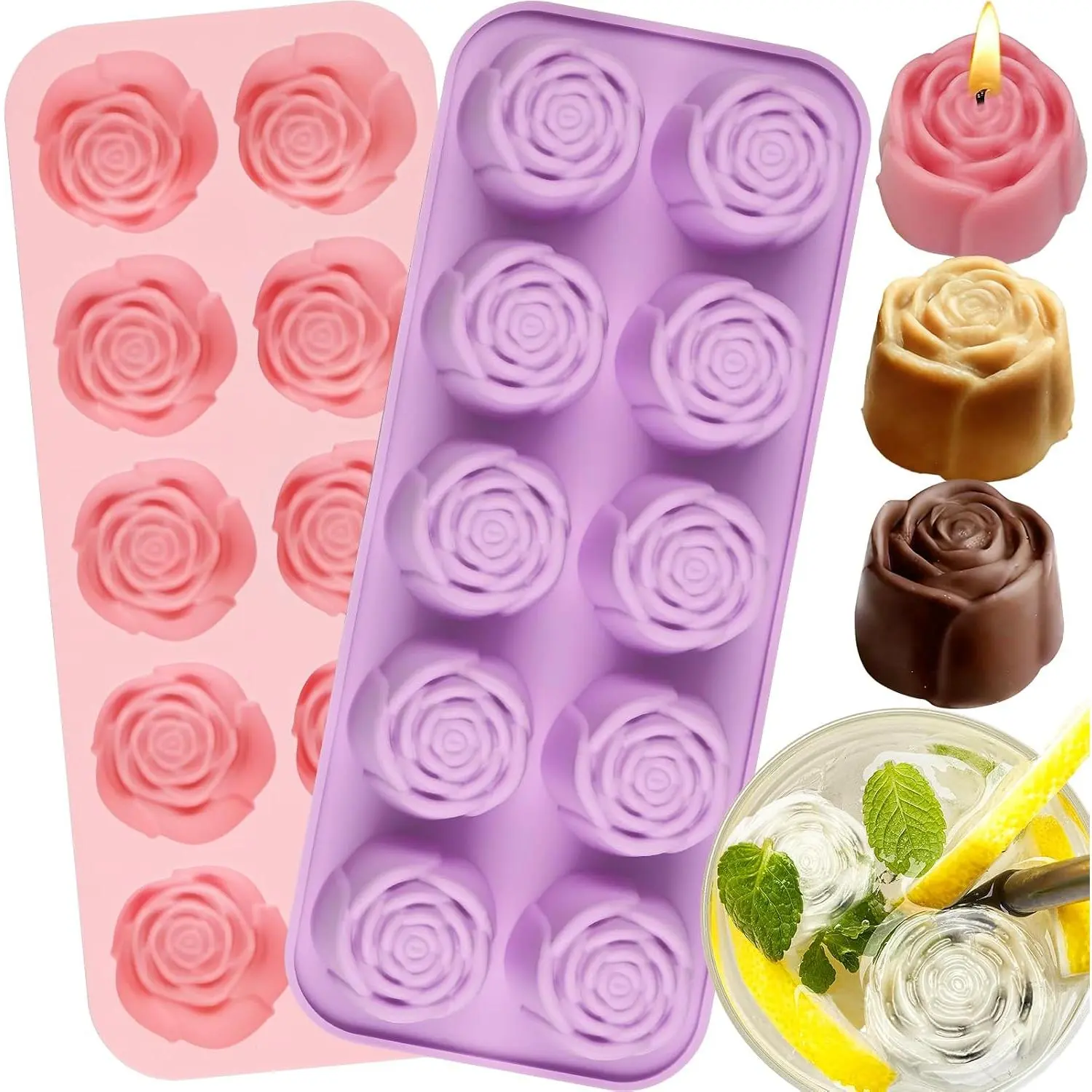 10-Cavity Silicone Rose Mold