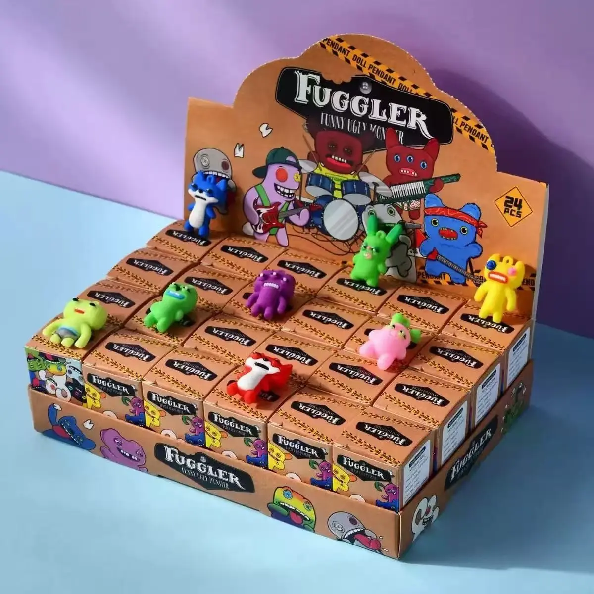 24-Piece Cute Monster Keychain Set, Student Backpack Accessory, Doll Plush Toy, Small Gift for Boys and Girls, Holiday and Birthday Present