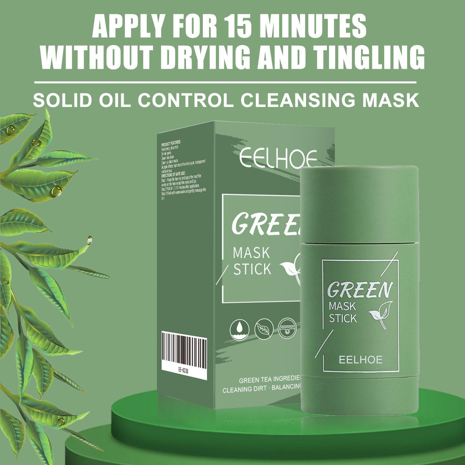 Eelhoe Green Tea Solid Mask Deep Cleansing and Hydrating Mask Stick Shrink Pores Daub-Type Clay Mask Stick