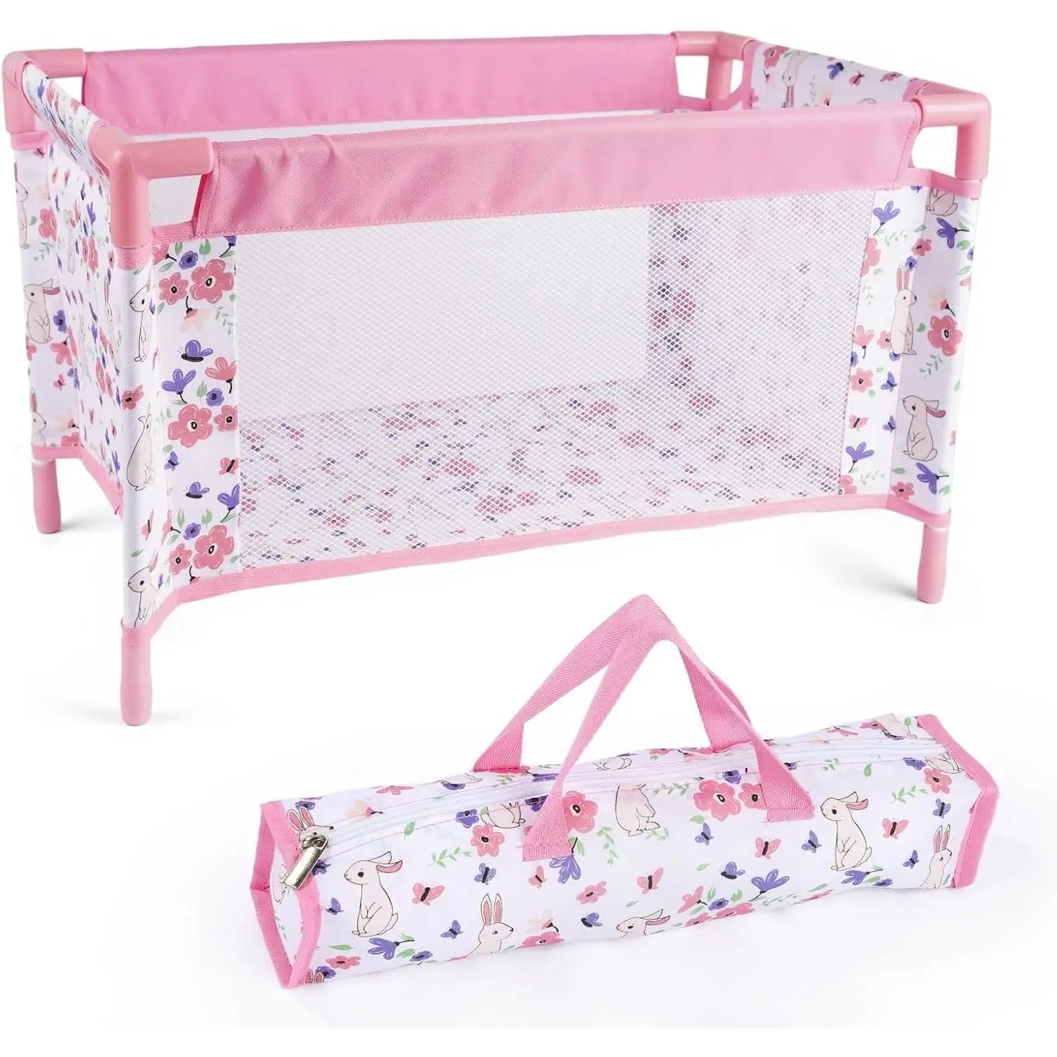 Reborn Baby Dolls Crib, Babys Doll Bed for Up to 18 Inch Baby Dolls, Removable Babys Doll Playpen Toy Crib, Reborn Baby Doll Accessories with Storage Bag, Toy Gift for Kids Ages 3+