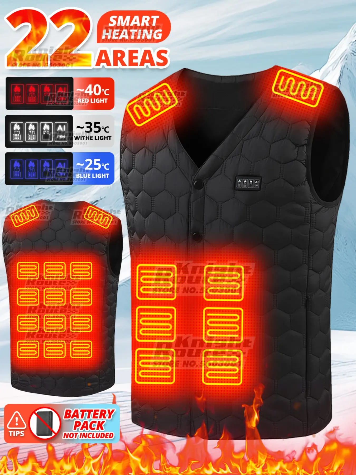 Men's Warm Jacket with 22 Heating Zones and 3 Temperature Settings, Lightweight Cozy Outerwear, Zip Pockets, Ideal for Outdoor Activities